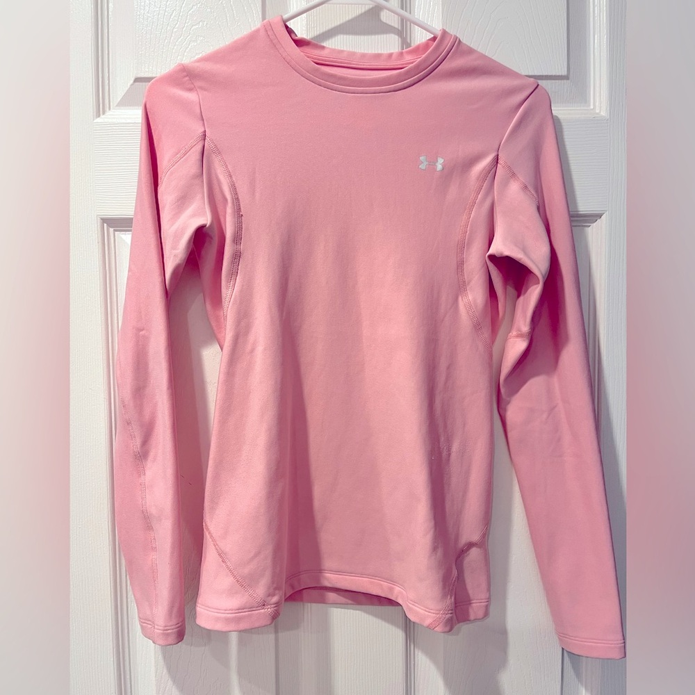 Under Armour Cold Gear Crew Neck- Light pink, size Small.